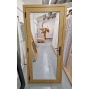 Plastic Oak Wrapped Single Door Un-glazed 2100x1000mm External Pre-hung SR05